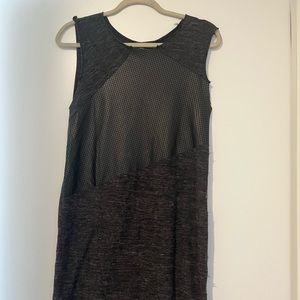 Never Enough Asymmetrical Distressed Dress w Leather Detail,  Size Small